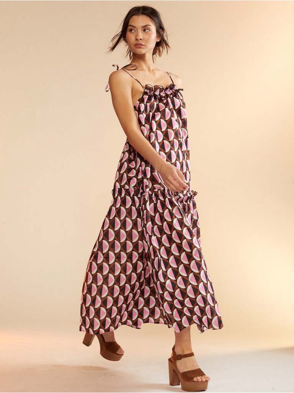 Cynthia Rowley 100% Cotton Lisbet Tie Dress Geometric Print Size XS NWT